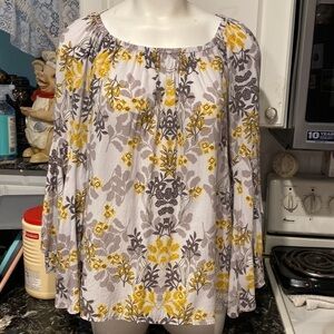 F womens Fever casual floral 3/4 flared sleeve plus size top 1X